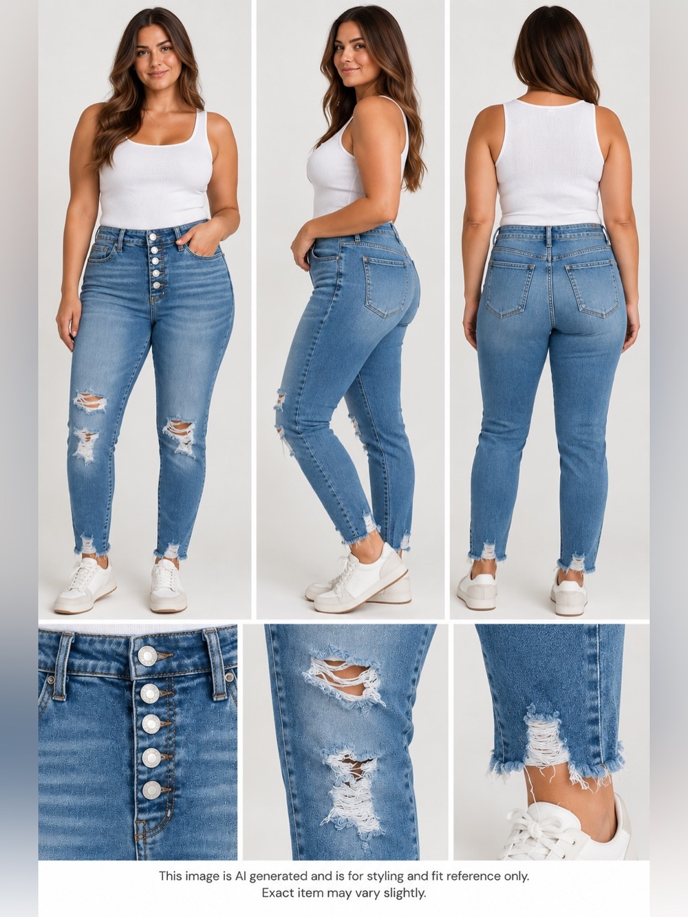 VERVET Distressed Button Fly Skinny Ankle Jeans Size 31